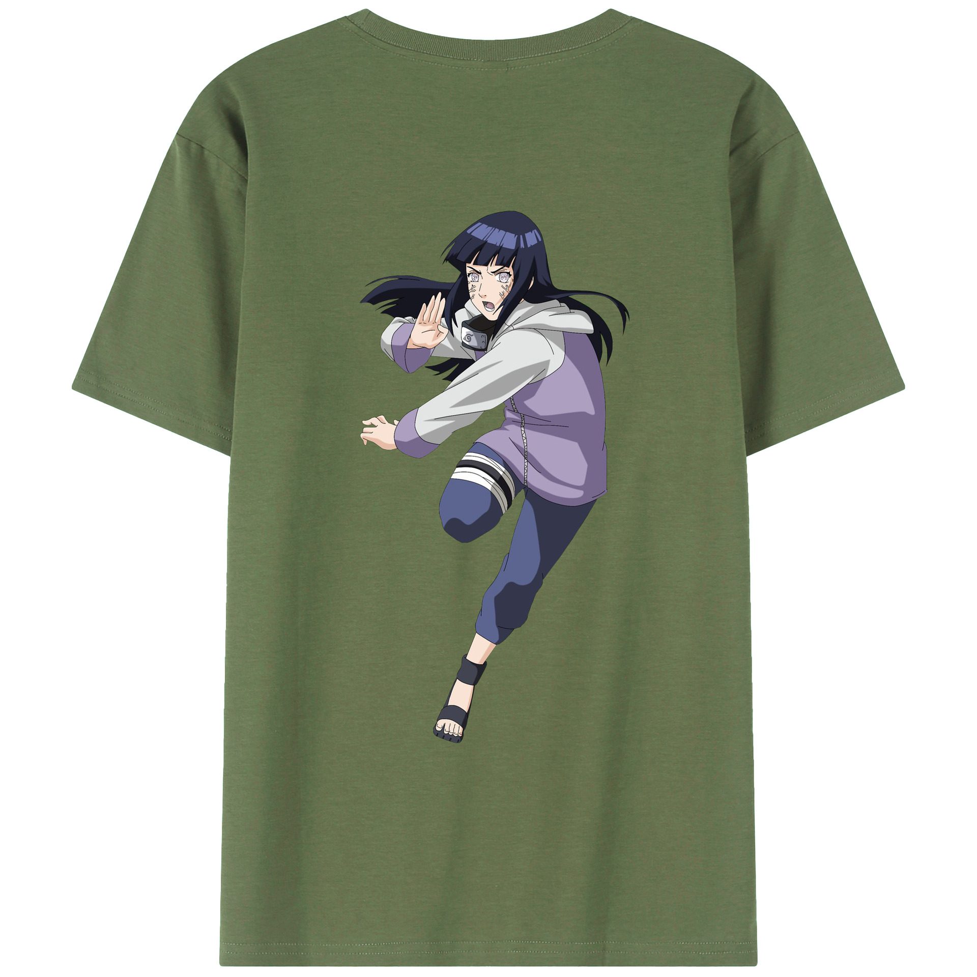 （画像用） NARUTO -ナルト- 日向ヒナタ Hyūga Hinata 綿100％ メンズ半袖Tシャツ（バックプリント） 通気性